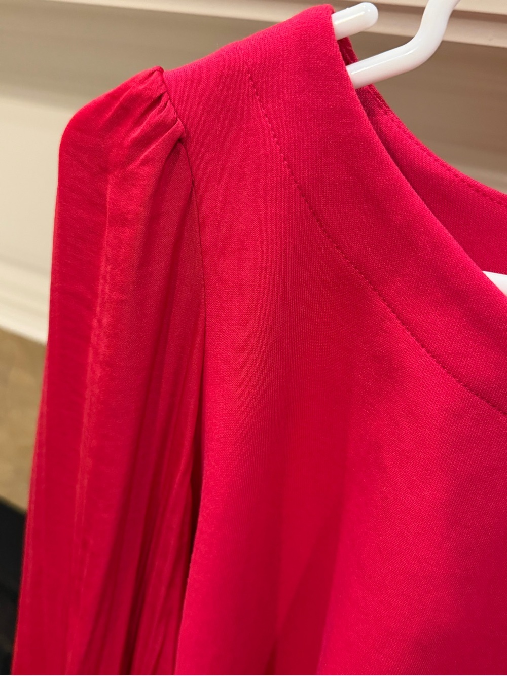 Anthropologie Dark Pink Long Bishop Sleeve Blouse Top Casual Scoop Neck - Picture 5 of 10